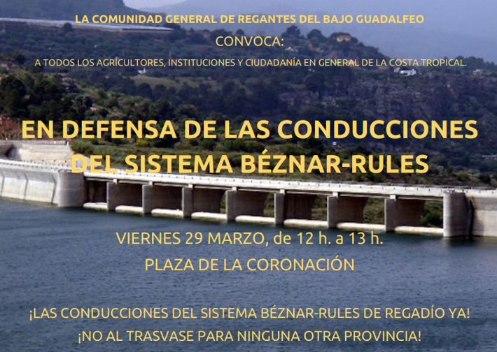 Los regantes convocan a toda la Costa a la concentracin por las conducciones de Rules del prximo 29 de marzo